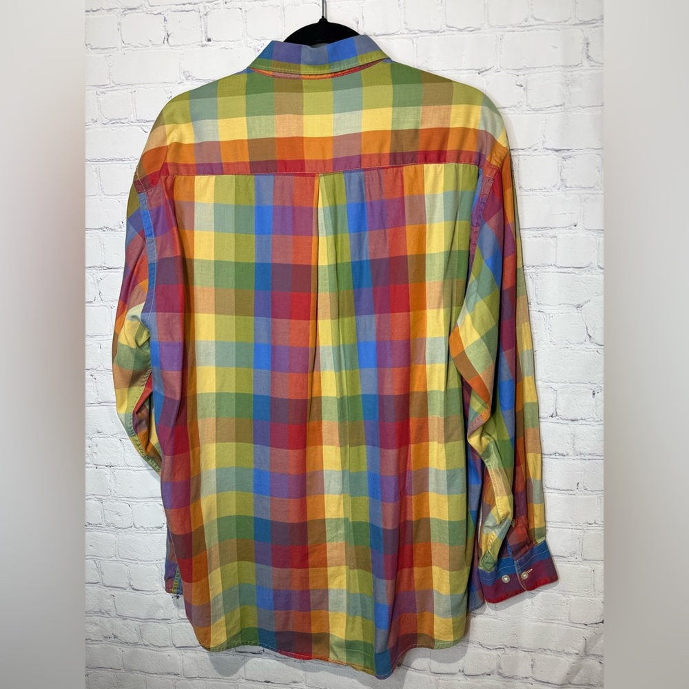 Tricots St Raphael size large multicolored checked button down - Picture 2 of 6